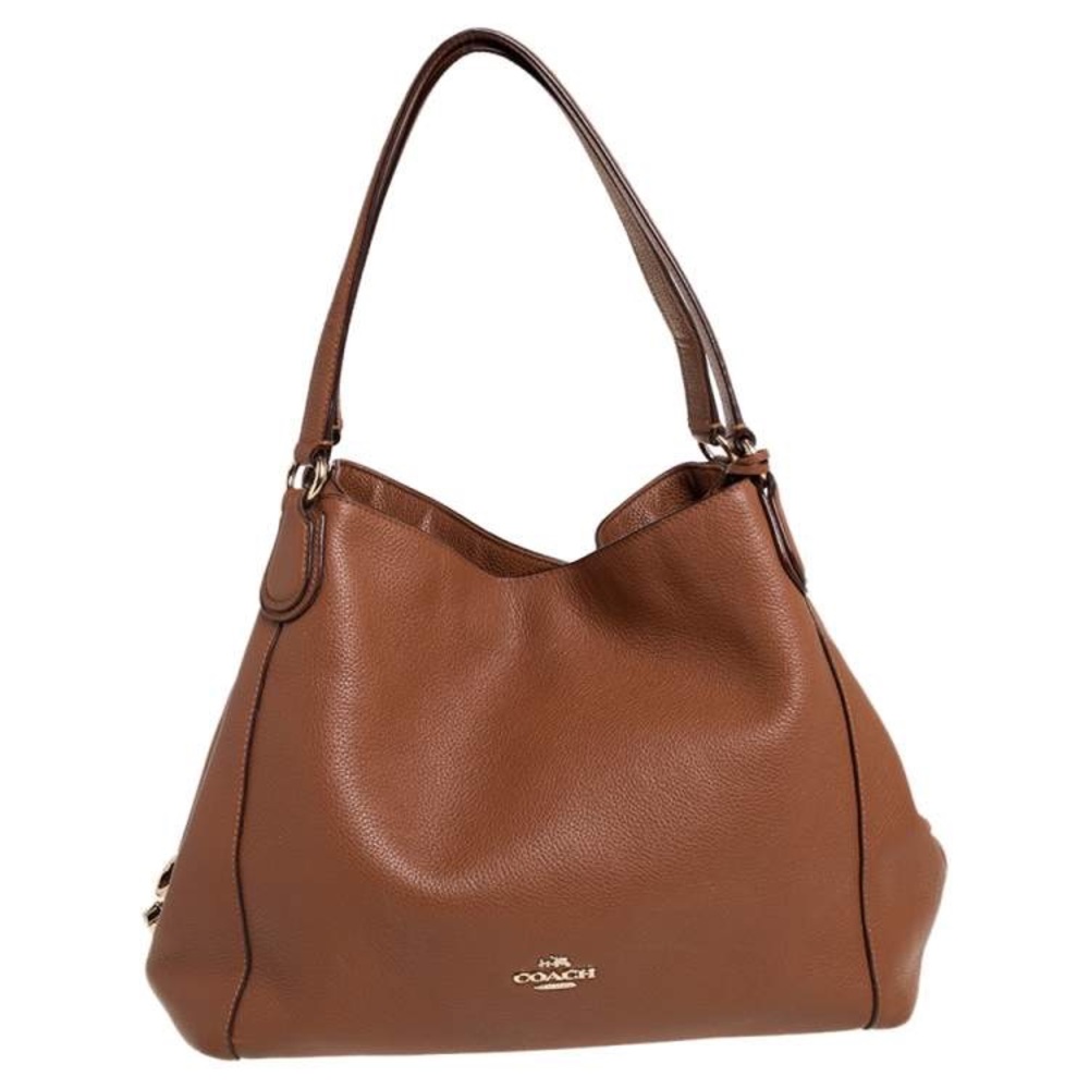 Coach Brown Pebbled Leather shoulder bag Edie